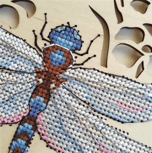 Dragonfly O-016 Counted Cross Stitch Kit on Plywood
