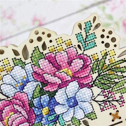 Flowers O-018 Counted Cross Stitch kit on Plywood