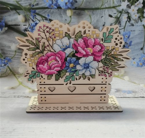 Flowers O-018 Counted Cross Stitch kit on Plywood