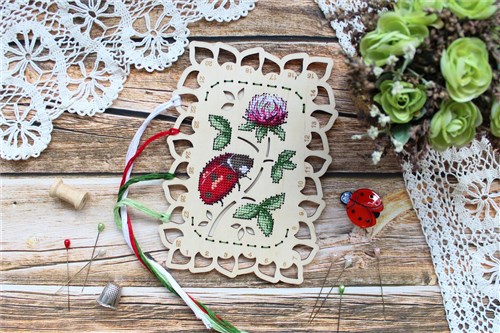 Organizer Ladybug O-040 Counted Cross Stitch Kit on Plywood