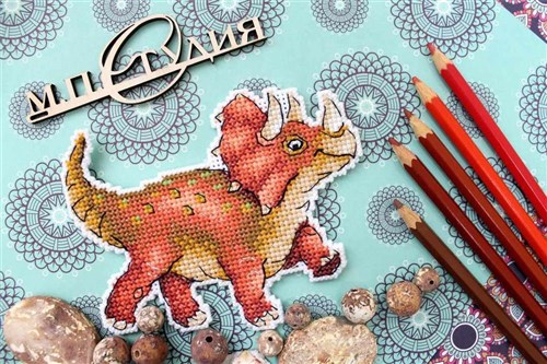 Triceratops P-269 / SR-269 Plastic Canvas Counted Cross Stitch Kit