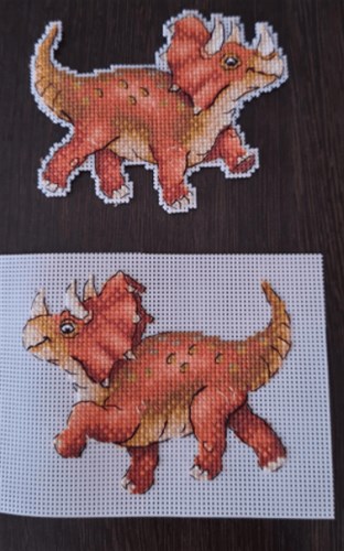 Triceratops P-269 / SR-269 Plastic Canvas Counted Cross Stitch Kit