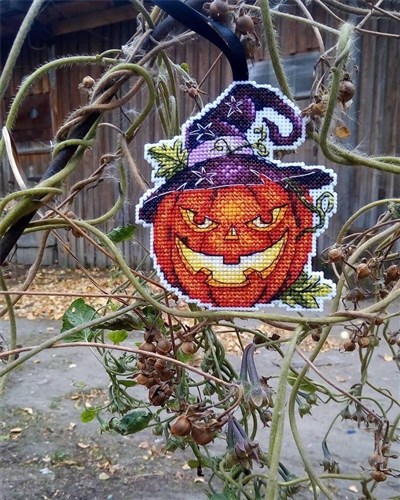 Halloween Pumpkin P-313 / SR-313 Plastic Canvas Counted Cross Stitch Kit