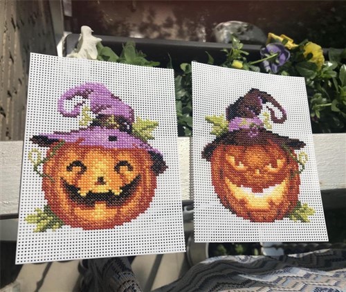 Halloween Pumpkin P-313 / SR-313 Plastic Canvas Counted Cross Stitch Kit
