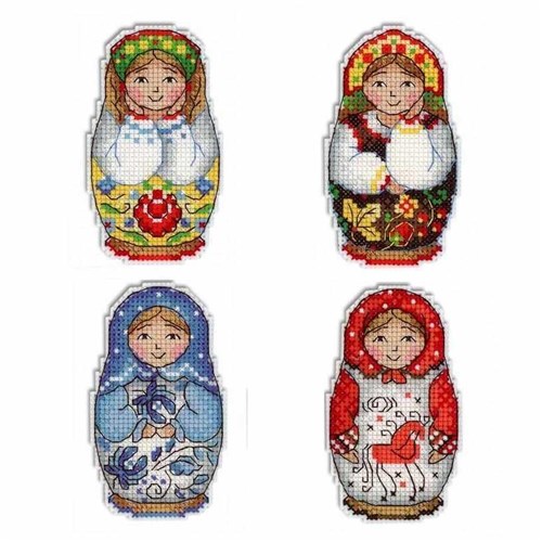 Matryoska Dolls P-337 / SR-337 Plastic Canvas Counted Cross Stitch Kit