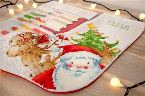 Santa Claus PM1225L Christmas Stocking Counted Cross-Stitch Kit