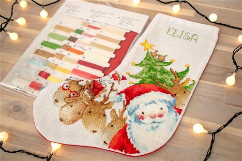 Santa Claus PM1225L Christmas Stocking Counted Cross-Stitch Kit