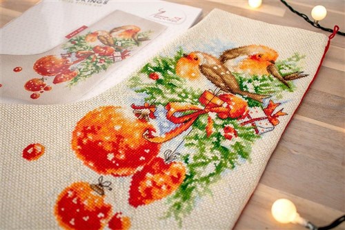 Birds PM1229L Christmas Stocking Counted Cross-Stitch Kit