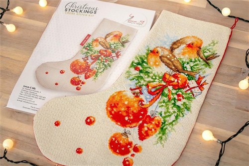Birds PM1229L Christmas Stocking Counted Cross-Stitch Kit