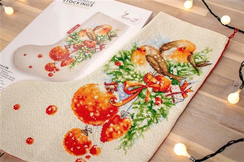 Birds PM1229L Christmas Stocking Counted Cross-Stitch Kit