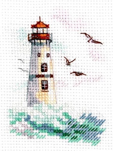 Waves on the Sea. White Lighthouse 0-223 Counted Cross-Stitch Kit