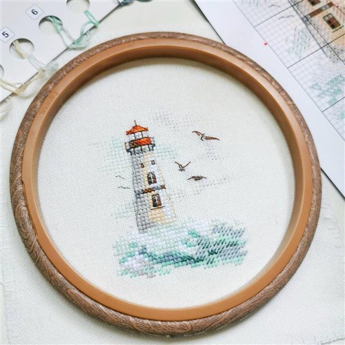 Waves on the Sea. White Lighthouse 0-223 Counted Cross-Stitch Kit