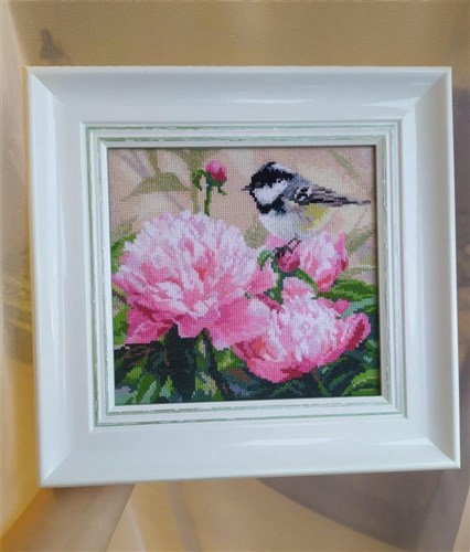 Titmouse and Peonies 1-22 Counted Cross-Stitch Kit