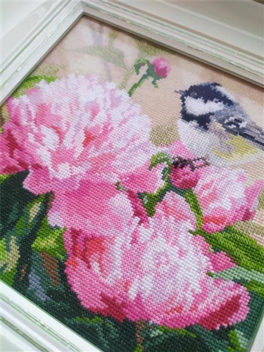 Titmouse and Peonies 1-22 Counted Cross-Stitch Kit