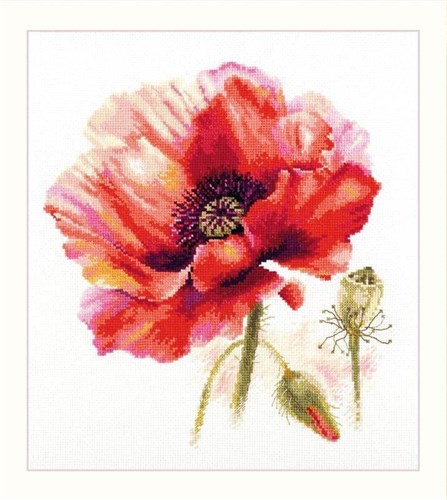 Bright Red Poppy 2-46 Counted Cross-Stitch Kit