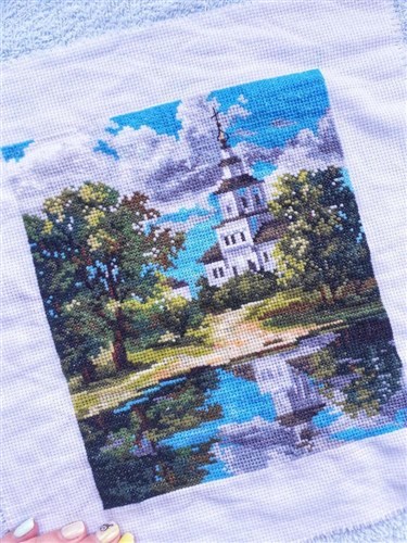 The Church near the Pond 3-11 Counted Cross-Stitch Kit
