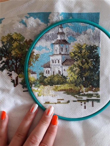 The Church near the Pond 3-11 Counted Cross-Stitch Kit