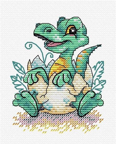 Baby Dinosaur SM-376 Counted Cross-Stitch Kit