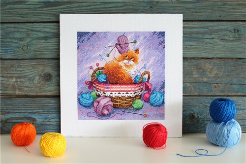Cat and Thread Balls SNV-749 Counted Cross Stitch Kit