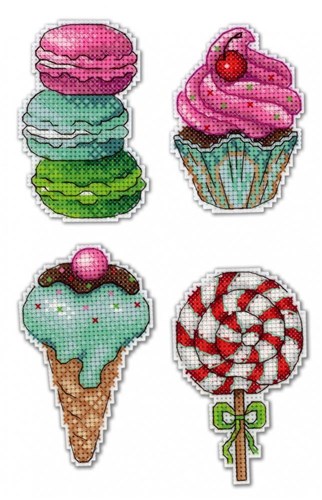 Sweets for Happiness - Magnets SR-272 Plastic Canvas Counted Cross Stitch Kit