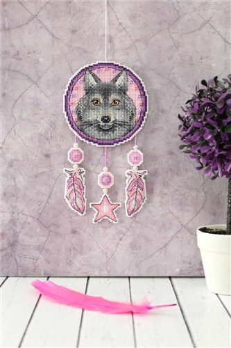 Dream Catcher - Wolf SR-303 Plastic Canvas Counted Cross Stitch Kit