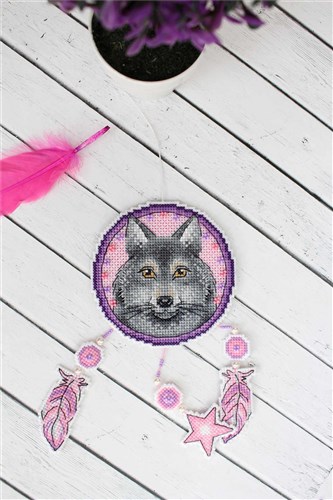 Dream Catcher - Wolf SR-303 Plastic Canvas Counted Cross Stitch Kit