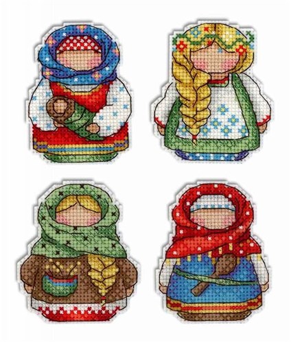 Russian Charms. Magnets SR-338  Plastic Canvas Counted Cross Stitch Kit