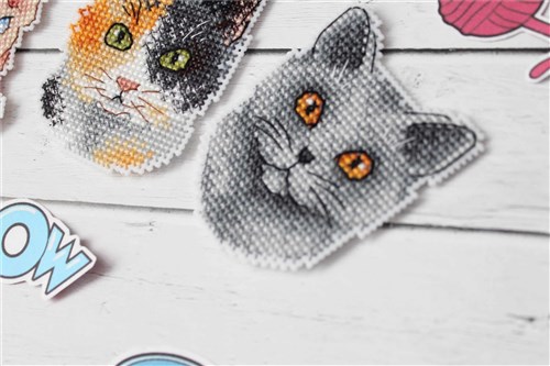 Who Said Meow? Magnets SR-340 Plastic Canvas Counted Cross Stitch Kit