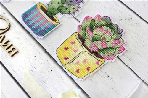 Cactuses. Magnets SR-419 Plastic Canvas Counted Cross Stitch Kit