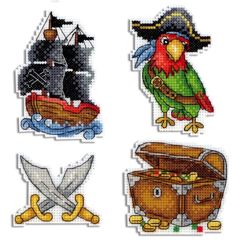 Pirate Ship. Magnets SR-451  Plastic Canvas Counted Cross Stitch Kit