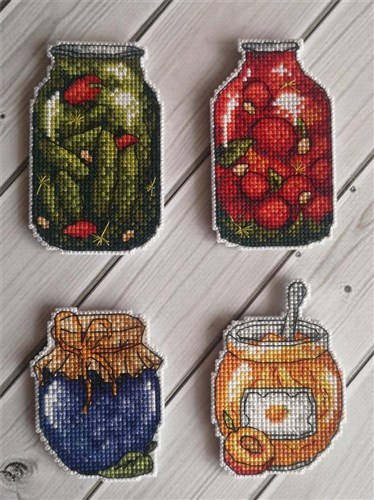 Jam Bottles SR-454 Plastic Canvas Counted Cross Stitch Kit
