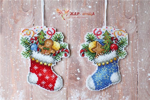 New Year Stocking SR-496 Plastic Canvas Counted Cross Stitch Kit