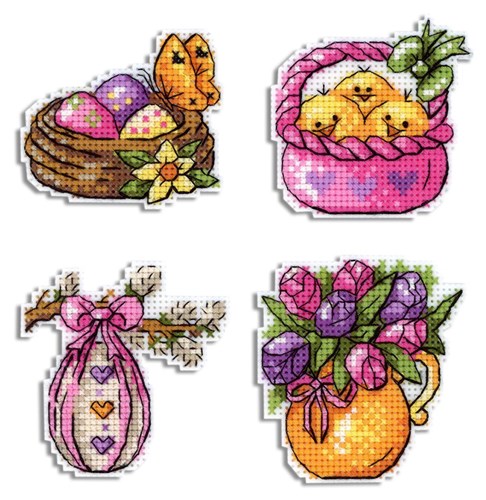 Chickens and Willow SR-572 Plastic Canvas Counted Cross Stitch Kit