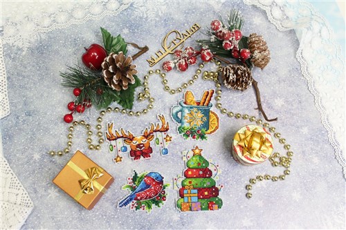 Winter. Christmas Magnets SR-581  Plastic Canvas Counted Cross Stitch Kit