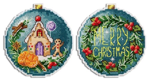 Christmas Ball. Gingerbread House P-708 Plastic Canvas Counted Cross Stitch Kit