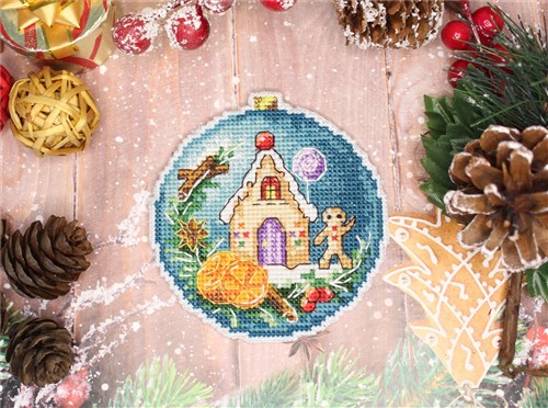Christmas Ball. Gingerbread House P-708 Plastic Canvas Counted Cross Stitch Kit