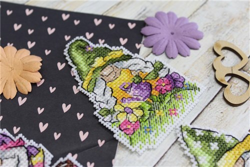 Garden Gnomes. Magnets SR-717 Plastic Canvas Counted Cross Stitch Kit
