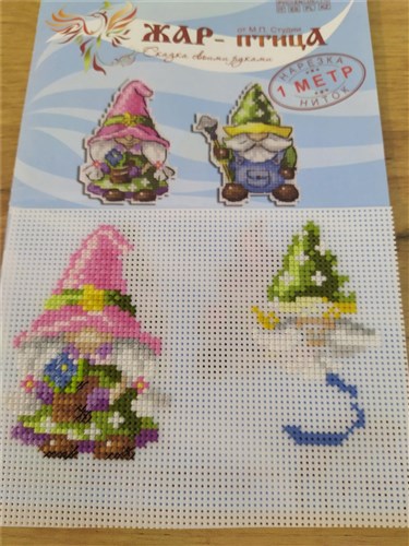 Garden Gnomes. Magnets SR-717 Plastic Canvas Counted Cross Stitch Kit