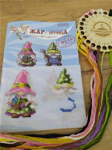 Garden Gnomes. Magnets SR-717 Plastic Canvas Counted Cross Stitch Kit