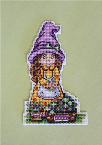 Cute Gnome Lady SR-822 Plastic Canvas Counted Cross Stitch Kit