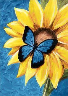 Butterfly and Sunflower WD031 10.6 x 14.9 inches Wizardi Diamond Painting Kit