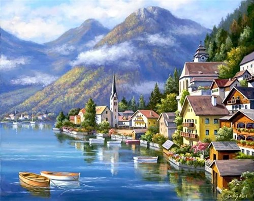 Alpine Village WD091 18.9 x 14.9 inches Wizardi Diamond Painting Kit
