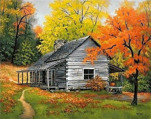 House in the Woods WD101 18.9 x 14.9 inches Wizardi Diamond Painting Kit
