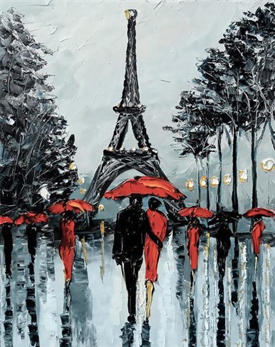 Paris in Rain WD156 14.9 x 18.9 inches Wizardi Diamond Painting Kit