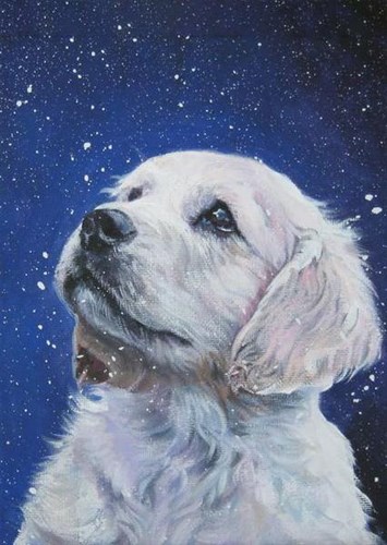 Dog and Snowflakes WD2331 10.6 x 14.9 inches Wizardi Diamond Painting Kit