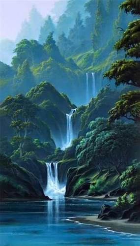Mountain Waterfall WD314 15.7 x 27.6 inches