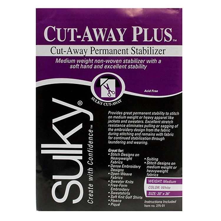 Sulky Cut-Away Plus Stabilizer - White - 20 x 1 yd. Pkg.