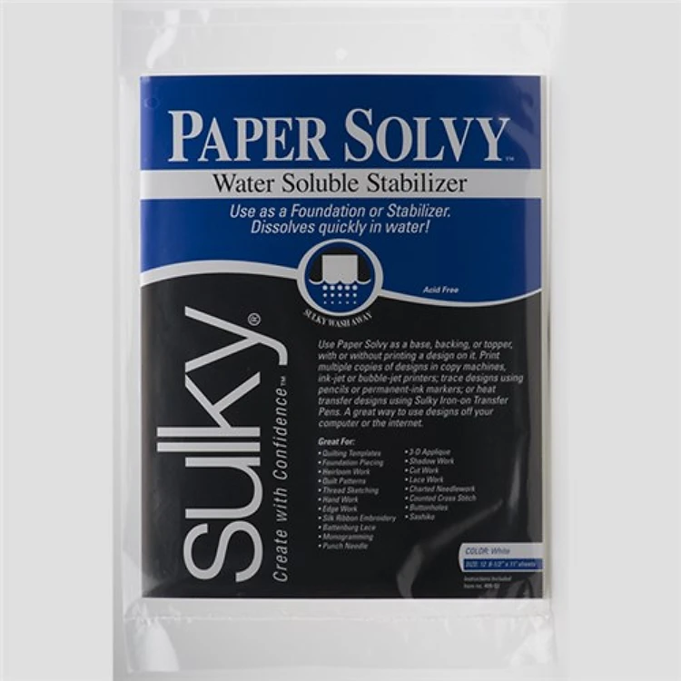 Sulky Paper Solvy Stabilizer - White - 8.5 x 11 Pkg. (12 Sheets)