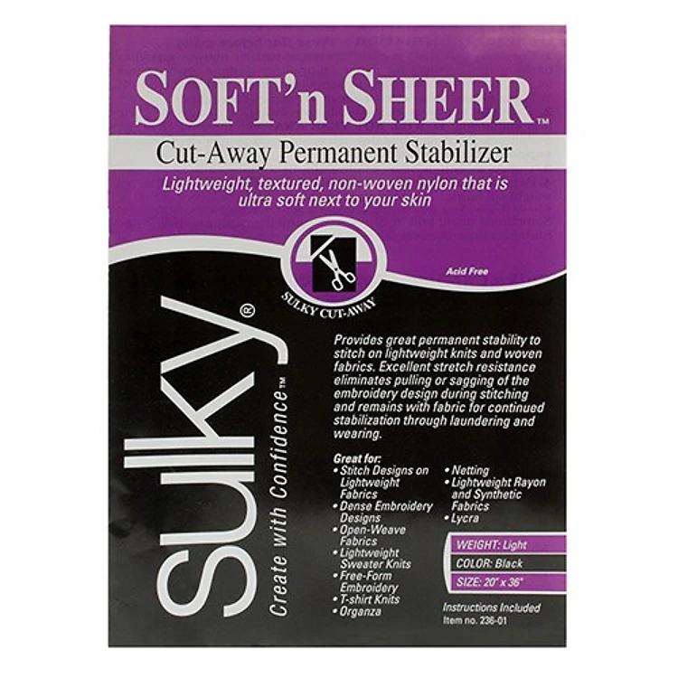 Sulky Soft 'n Sheer Stabilizer - Black - 20 x 1 yd. Pkg.