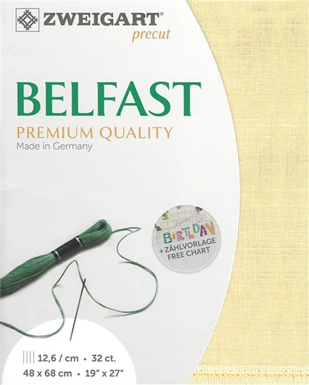 Precut Zweigart Belfast 32 Count Lemon Yellow/Autumn Gold